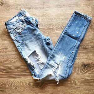 Decree Woman's Distressed Ripped Dark Wash Denim Pants Size 3 Skinny Jeans